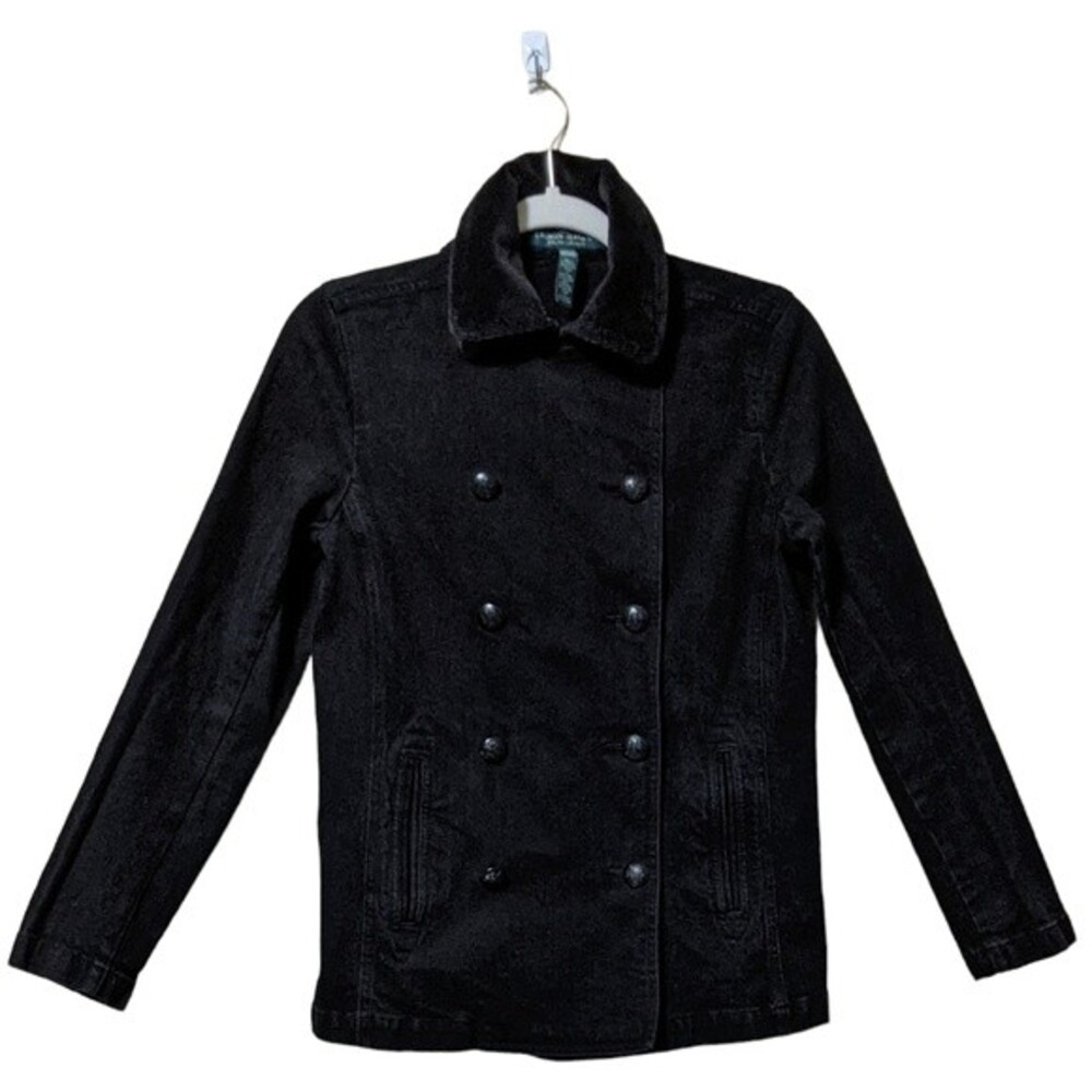 LRL Lauren jeans co denim jacket corduroy collar double breasted size 4